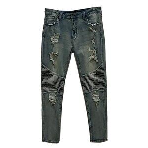 Fashion Nova Blue Denim Moto Jeans 15